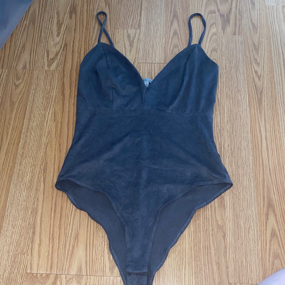 Suede grey body suit